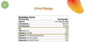 nutritional value of dried mangoes