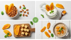 Sugar Content Of Dried Mango: What You Need To Know 5 Healthy food pairing ideas combining dried mango with protein-rich foods like nuts, yogurt, cheese and oatmeal"